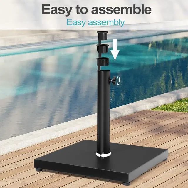 Alt view image 6 of 6 - 55lbs Patio Umbrella Base Stand, Outdoor Square Concrete Stand Heavy Duty Market Umbrella Pole Holder, Black