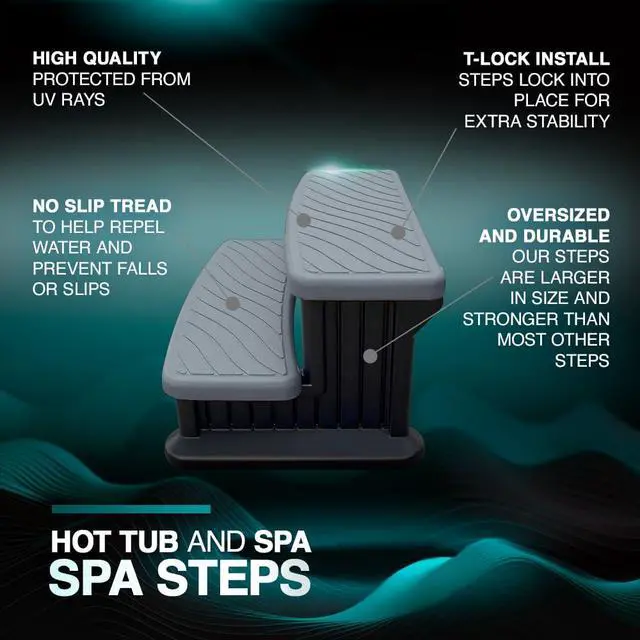 Alt view image 4 of 6 - Universal Spa & Hot Tub Outdoor Steps No Slip Grip Support - Light Grey