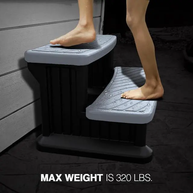 Alt view image 5 of 6 - Universal Spa & Hot Tub Outdoor Steps No Slip Grip Support - Light Grey
