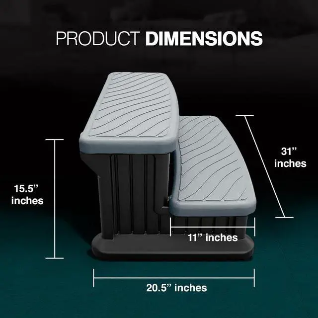 Alt view image 6 of 6 - Universal Spa & Hot Tub Outdoor Steps No Slip Grip Support - Light Grey