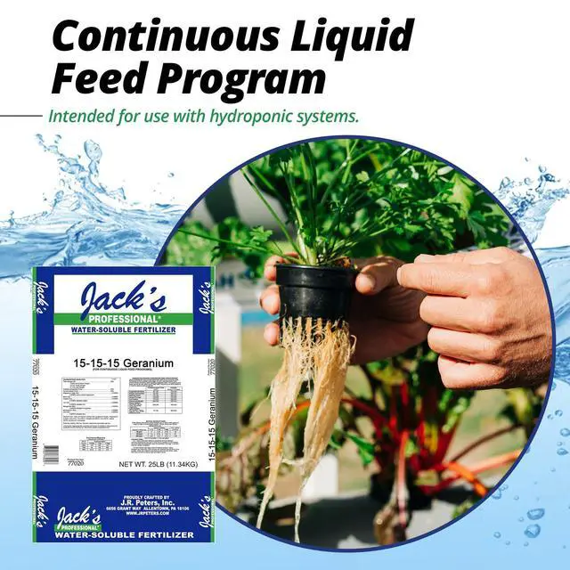 Alt view image 6 of 6 - Jack's Professional 15-15-15 Geranium Water-Soluble Fertilizer with Micronutrients for Root Growth and Bud Set in Geraniums Grown in Continuous Liquid Feed Programs, 25lbs