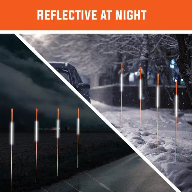 Alt view image 2 of 6 - 100 PCS 48 Inch Driveway Markers 5/16 Inch - with 12" Install Drill Bit, Snow Stakes, Snow Plow Markers, Snow Poles, Rods