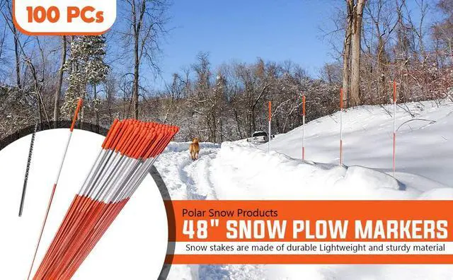 Alt view image 4 of 6 - 100 PCS 48 Inch Driveway Markers 5/16 Inch - with 12" Install Drill Bit, Snow Stakes, Snow Plow Markers, Snow Poles, Rods