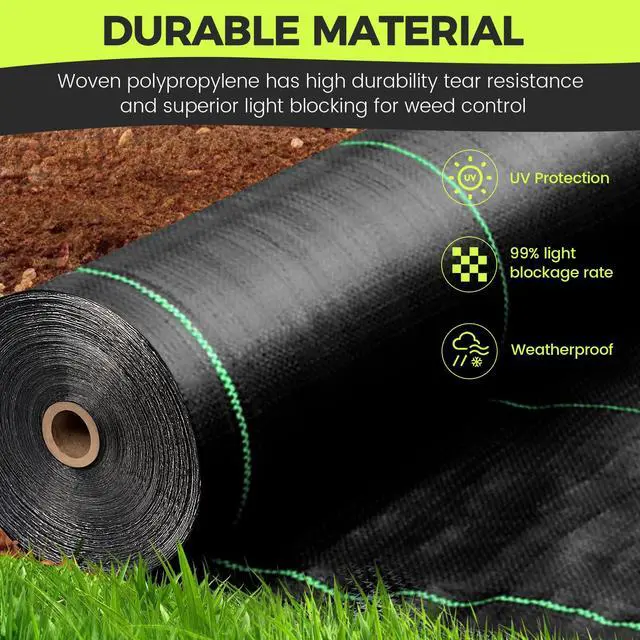 Alt view image 2 of 6 - Driveway Fabric Weed Barrier Landscape Fabric Heavy Duty Garden 6ft x 300ft Landscaping Fabric Outdoor Weed Mat Weed Control Gardening Mat Geotextile Fabric