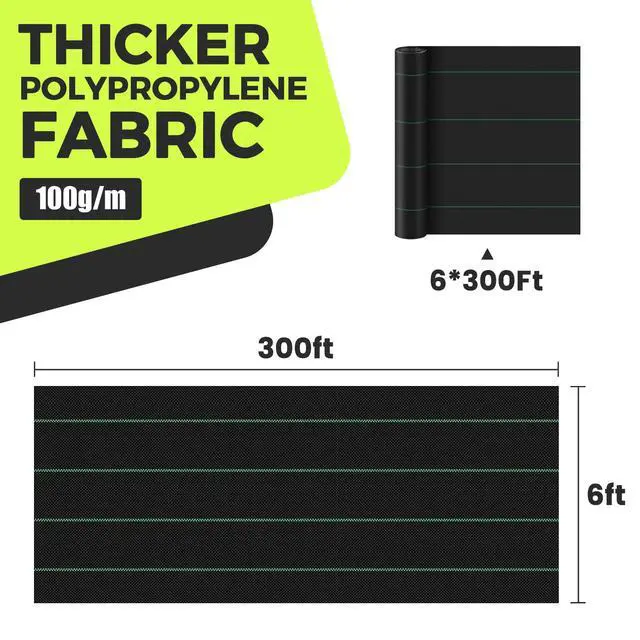 Alt view image 6 of 6 - Driveway Fabric Weed Barrier Landscape Fabric Heavy Duty Garden 6ft x 300ft Landscaping Fabric Outdoor Weed Mat Weed Control Gardening Mat Geotextile Fabric