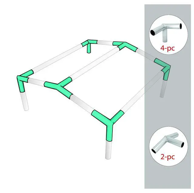 Alt view image 2 of 5 - Import Canopy Fittings Kit Low Peak Frame Carport Connectors, Full Set for 6, 8, 10 Legs, Choose Size (for 4 Legs)