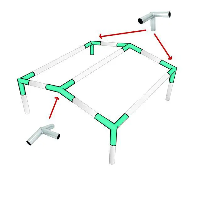 Alt view image 3 of 5 - Import Canopy Fittings Kit Low Peak Frame Carport Connectors, Full Set for 6, 8, 10 Legs, Choose Size (for 4 Legs)