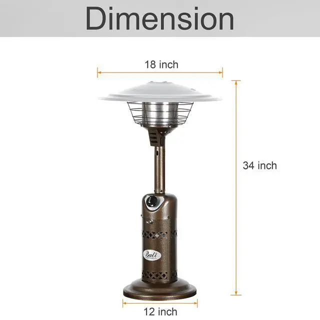 Alt view image 3 of 6 - Portable Patio Heater, Outdoor Propane Table Top Heater, Bronze