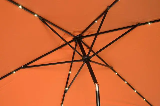 Alt view image 2 of 2 - Rectangular Solar Powered LED Lighted Patio Umbrella - 10' x 6.5' (Orange)