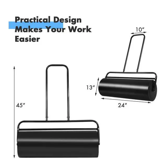 Alt view image 3 of 6 - 13 Gal Lawn Roller, Lawn Rollers Tow Behind Water Filled Sand Filled, Yard Roller Push Pull Behind, Lawn Soil Rollers, Grass Roller Sod Roller for Garden Lawn Yard Patio (24-inch/ 13 Gal)