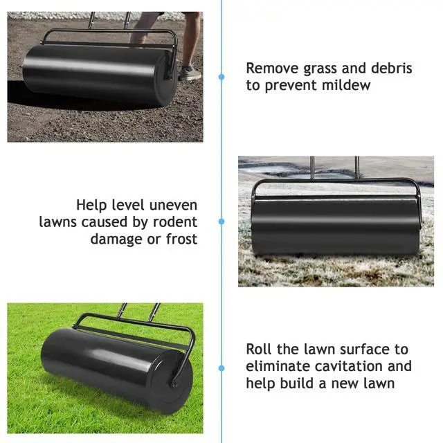 Alt view image 4 of 6 - 13 Gal Lawn Roller, Lawn Rollers Tow Behind Water Filled Sand Filled, Yard Roller Push Pull Behind, Lawn Soil Rollers, Grass Roller Sod Roller for Garden Lawn Yard Patio (24-inch/ 13 Gal)