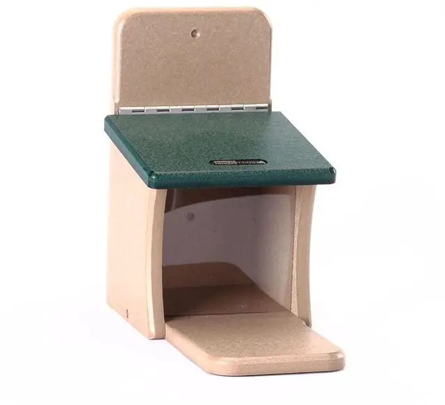 Main image of SNSQ Recycled Squirrel Munch Box, Squirrel Feeders, 7-3/16"L X 12-3/8"W X 11-5/8"H, Taupe w/ Green Roof