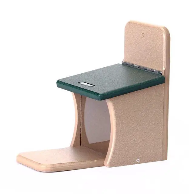 Alt view image 2 of 6 - SNSQ Recycled Squirrel Munch Box, Squirrel Feeders, 7-3/16"L X 12-3/8"W X 11-5/8"H, Taupe w/ Green Roof