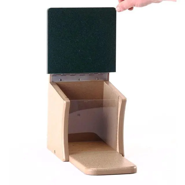 Alt view image 3 of 6 - SNSQ Recycled Squirrel Munch Box, Squirrel Feeders, 7-3/16"L X 12-3/8"W X 11-5/8"H, Taupe w/ Green Roof