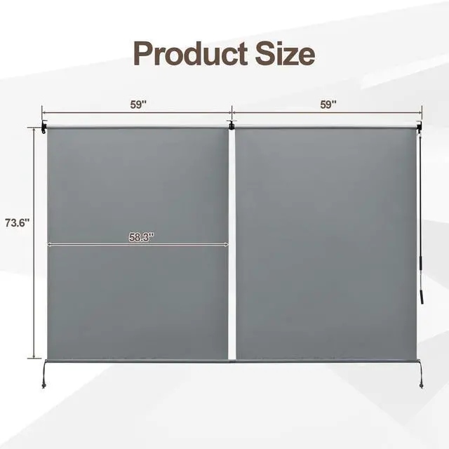 Alt view image 2 of 6 - 4.8x6 FT Aluminum Pergola Roller Shade - Cordless Gazebo Curtain, 2-Pack for Outdoor Pergola or Gazebo, Gray