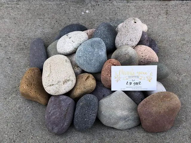 Alt view image 3 of 5 - 50 Lb. Premium Large Mixed Mexican Beach Pebbles 3-5 inches, Decor, Garden, Landscape, Pathways, Backyard, Rock Pebbles