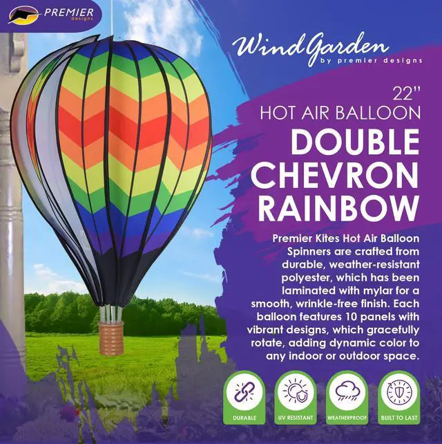 Alt view image 2 of 6 - 22 in. Hot Air Balloon - Double Chevron Rainbow