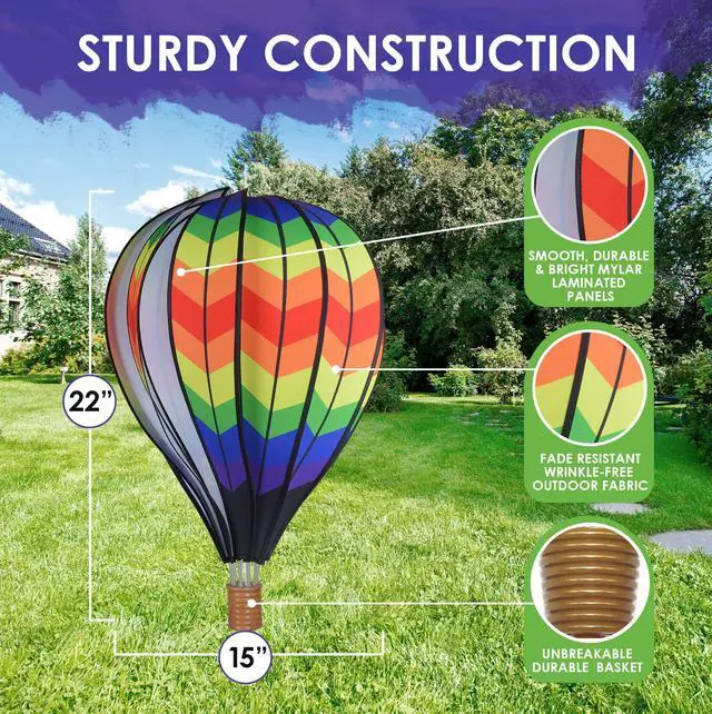 Alt view image 3 of 6 - 22 in. Hot Air Balloon - Double Chevron Rainbow