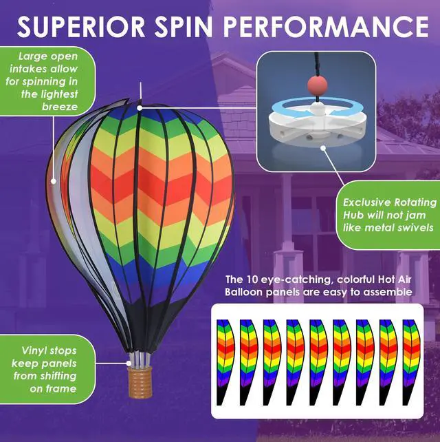 Alt view image 4 of 6 - 22 in. Hot Air Balloon - Double Chevron Rainbow