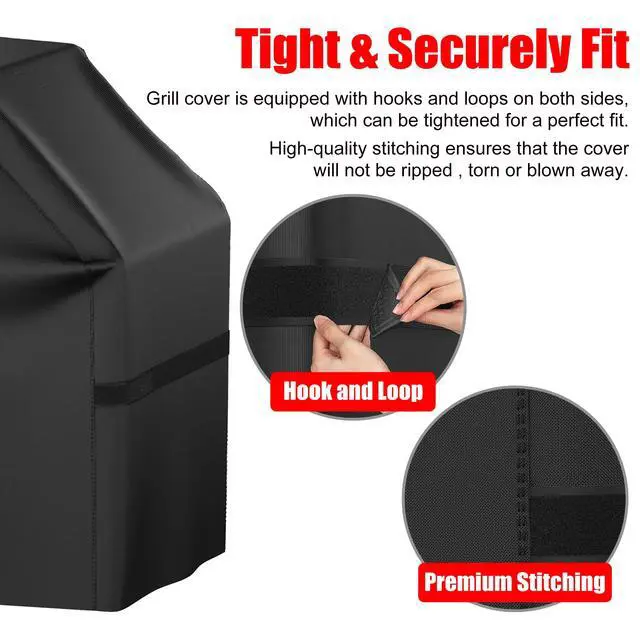 Alt view image 4 of 6 - Grill Cover, 72 inch Heavy Duty BBQ Gas Grill Cover for Outdoor Grill, Waterproof, Weather Resistant, Anti-UV, Rip-Proof, Fade Resistant Barbecue Cover with Hook-and-Loop Straps for Most Grills