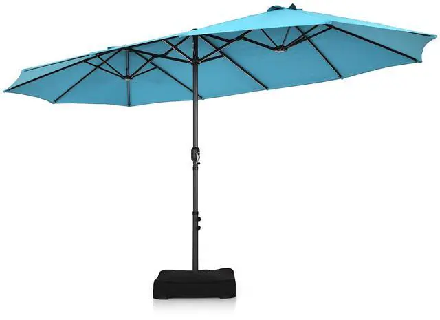 Main image of 15FT Double-Sided Patio Umbrella, Outdoor Ultra-Large Twin Market Garden Umbrella W/Hand-Crank & Enhanced Base, for Residential & Commercial Use (Turquoise)