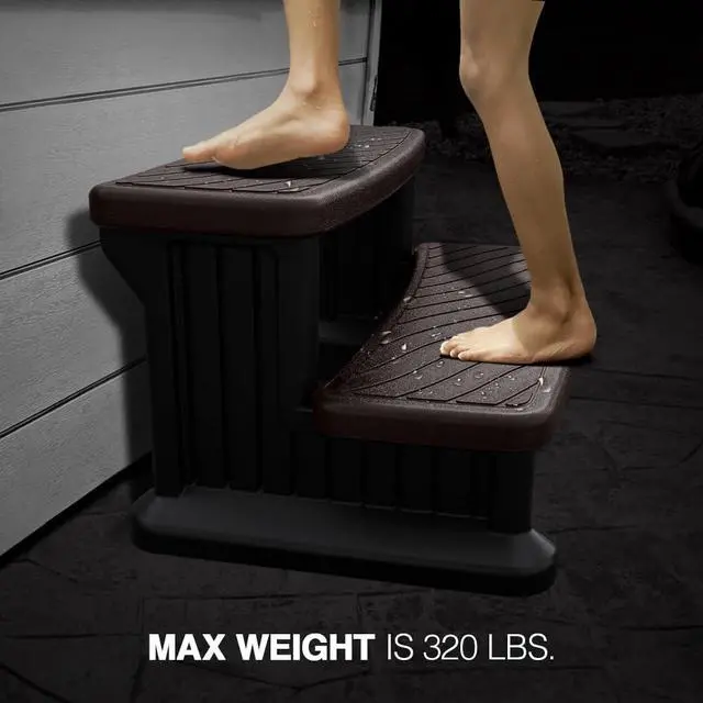 Alt view image 2 of 3 - Universal Spa & Hot Tub Outdoor Steps No Slip Grip Support - Espresso with Black
