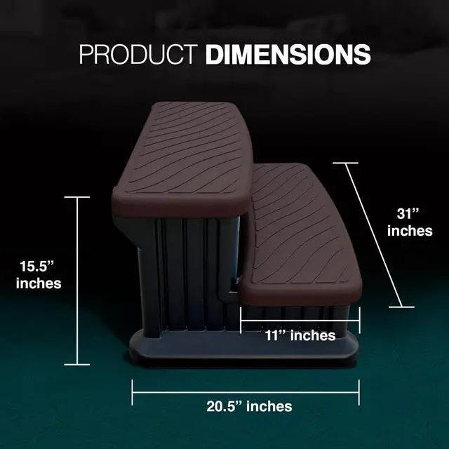 Alt view image 3 of 3 - Universal Spa & Hot Tub Outdoor Steps No Slip Grip Support - Espresso with Black