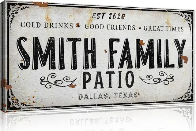 Alt view image 3 of 6 - Outdoor Patio Sign - Personalized Patio Wall Canvas Art Decor for Backyard, Pool, Deck, Porch, Bar and Custom Gift Idea for Friends, Family and Couples - Cold Drinks and Great Times