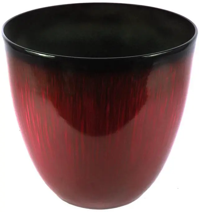 Main image of (EPR18-105) Large Egg Shaped Planter - Modern Indoor & Outdoor Decorative Flower Pot/Box (18 Inch, Red Flower)