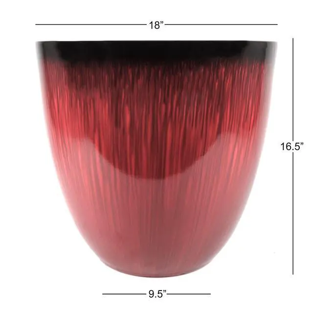 Alt view image 2 of 5 - (EPR18-105) Large Egg Shaped Planter - Modern Indoor & Outdoor Decorative Flower Pot/Box (18 Inch, Red Flower)