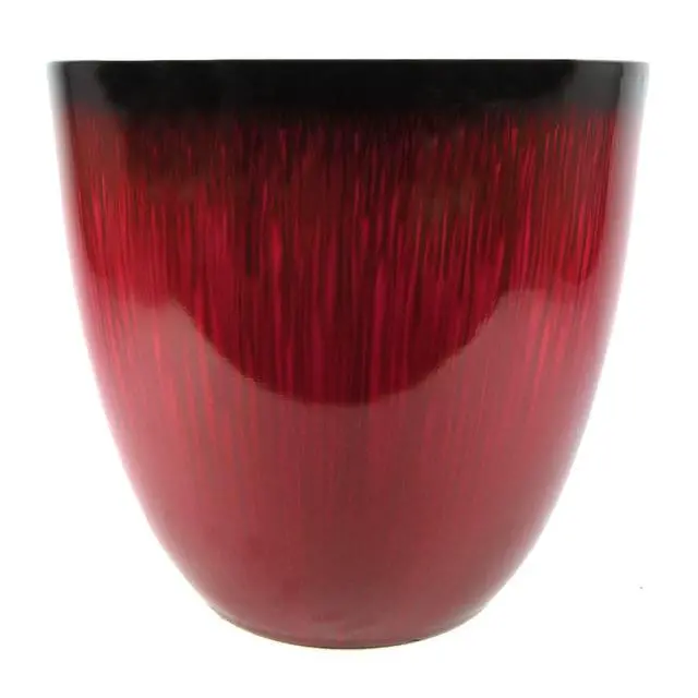 Alt view image 3 of 5 - (EPR18-105) Large Egg Shaped Planter - Modern Indoor & Outdoor Decorative Flower Pot/Box (18 Inch, Red Flower)