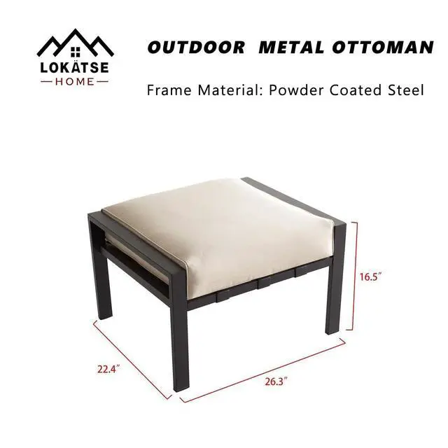 Alt view image 2 of 6 - Outdoor Ottoman Patio Footstool Small Seat Furniture with Soft Thick Cushion for Garden Yard Deck Poolside