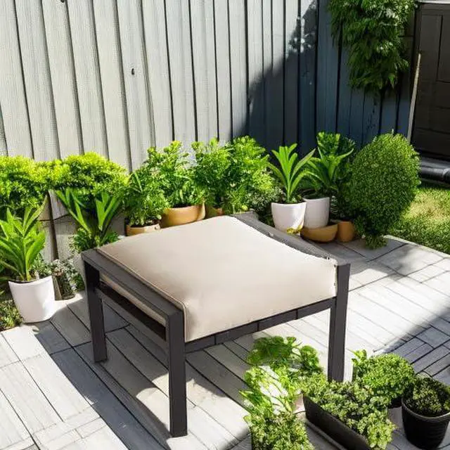 Alt view image 5 of 6 - Outdoor Ottoman Patio Footstool Small Seat Furniture with Soft Thick Cushion for Garden Yard Deck Poolside