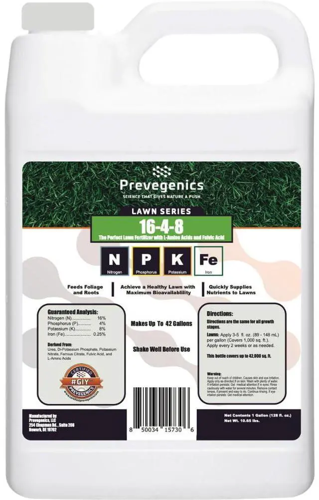 Main image of 16-4-8 Liquid Lawn Fertilizer | (1 Gallon) | with Iron, L-Amino Acids, and Fulvic Acid | Balanced Lawn Food for All Grass Types
