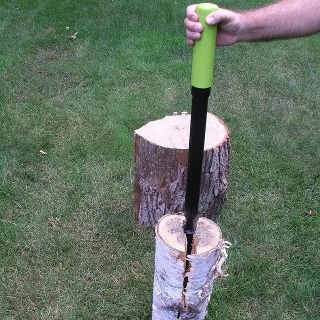 Alt view image 6 of 6 - Manual Log Splitter, Heavy-Duty Steel Wood Splitting Tool, Slide Hammer & Comfort Grip Handle for Firewood, Kindling, TMW-11, Green