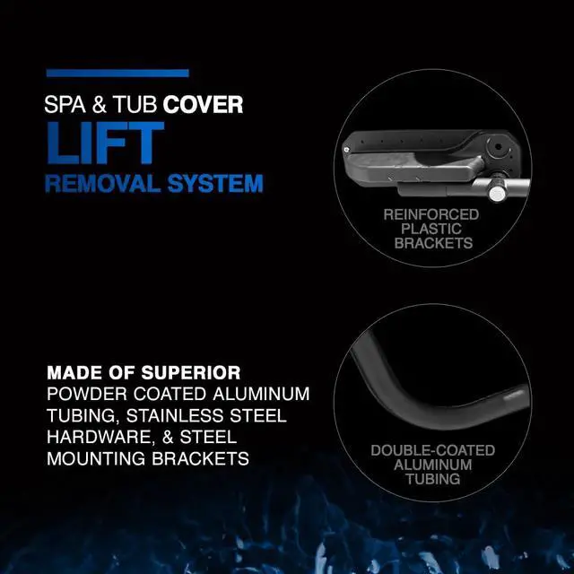 Alt view image 3 of 6 - Cover Lifts Pivot Top Mount Spa & Hot Tub Cover Lift Removal System Double Coated Aluminum Structure Fits Most Spas & Hot Tubs (Black)