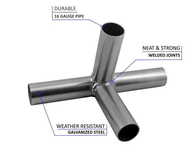 Alt view image 3 of 6 - GoodsZone Canopy Fittings Set 1-3/8" Slant Roof Lean to Frame Slope Carport Shed Greenhouse Connectors Galvanized Steel Full Set for 8 Legs, Without Poles