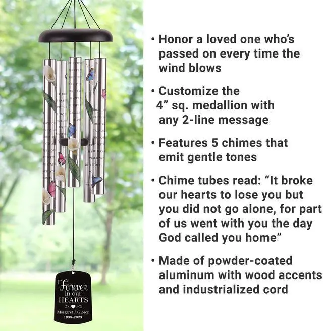 Alt view image 4 of 6 - Personalized Memorial Sonnet Wind Chime - 38" H - Sympathy - Condolences
