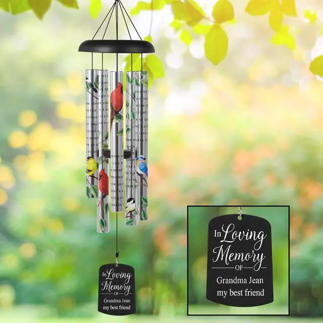 Alt view image 4 of 6 - Personalized Memorial Wind Chime - Engraved Sonnet - Sympathy - Custom Condolences - in Loving Memory