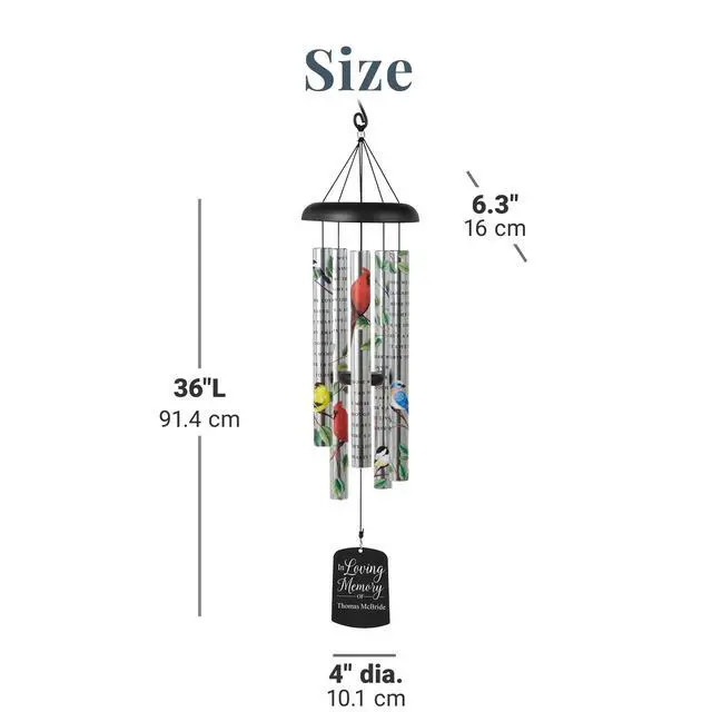 Alt view image 6 of 6 - Personalized Memorial Wind Chime - Engraved Sonnet - Sympathy - Custom Condolences - in Loving Memory