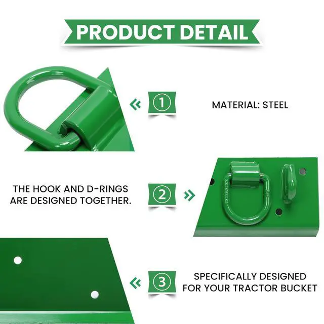 Alt view image 5 of 6 - Tractor Grab Hooks 4.96" W × 21.93" L Compact Tractor Bolt on Grab Hooks Compatible with John Deere John Deere 4100 4010 4110 4115 2320 2520 2720 2025r 2032r 2038r 2" Receiver