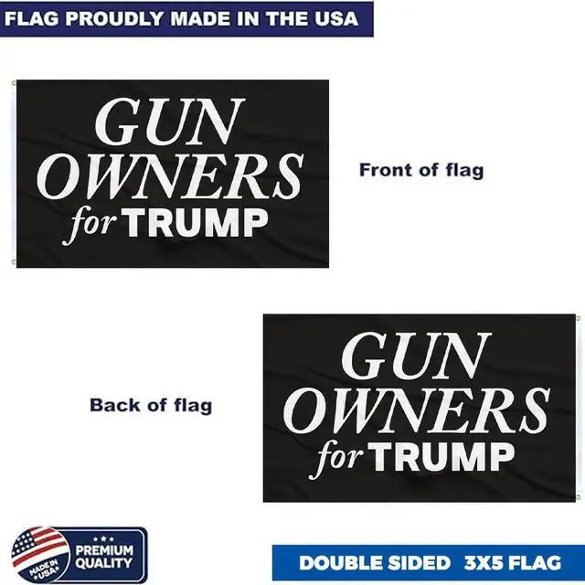 Alt view image 2 of 5 - GUN OWNERS FOR TRUMP - Made in the USA 3x5 Flag of Double sided premium quality Outdoor Yard Flag Proudly Manufactured in the USA. (3x5 Flag Only) (black)