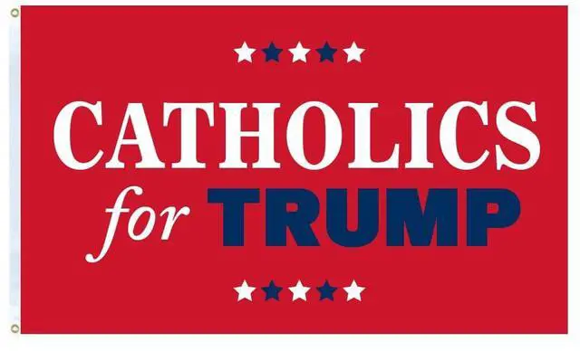 Main image of CATHOLICS FOR TRUMP 3x5 Flag Made in the USA Double sided premium quality Outdoor Yard Flag Proudly Manufactured in the USA. (3x5 Flag Only) (red/blue)