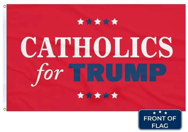 Alt view image 2 of 3 - CATHOLICS FOR TRUMP 3x5 Flag Made in the USA Double sided premium quality Outdoor Yard Flag Proudly Manufactured in the USA. (3x5 Flag Only) (red/blue)