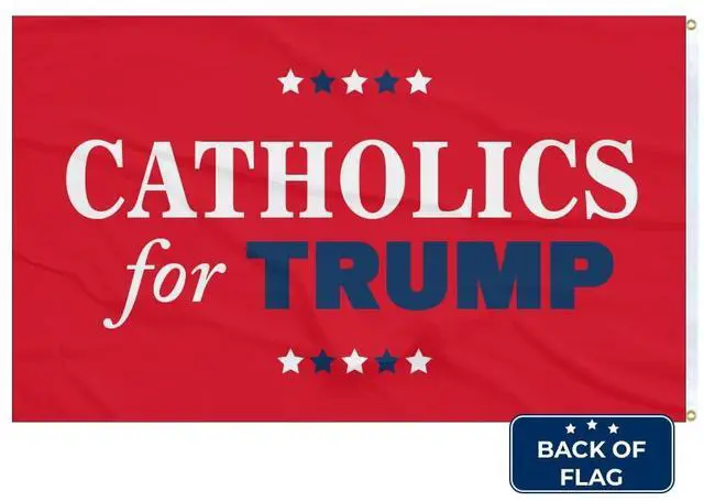 Alt view image 3 of 3 - CATHOLICS FOR TRUMP 3x5 Flag Made in the USA Double sided premium quality Outdoor Yard Flag Proudly Manufactured in the USA. (3x5 Flag Only) (red/blue)