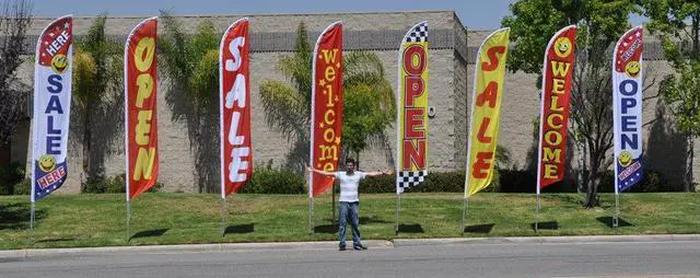 Alt view image 3 of 4 - Welcome Feather Flag Kit with Ground Stake 15 foot Blue Welcome Sign Set 5535