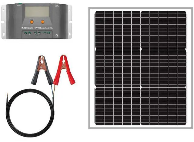 Main image of 50W Watts 12V 10BB Mono Solar Panel Off Grid Solar Charge Kit 50 Watt 12 Volt Solar Panel+10A MPPT Charge Controller+8ft Cord for Connecting Controller to Battery Alligator Clamp