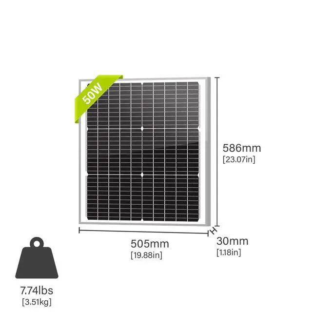 Alt view image 2 of 6 - 50W Watts 12V 10BB Mono Solar Panel Off Grid Solar Charge Kit 50 Watt 12 Volt Solar Panel+10A MPPT Charge Controller+8ft Cord for Connecting Controller to Battery Alligator Clamp