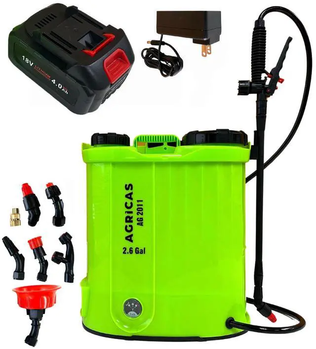 Main image of Battery Powered Backpack Sprayer 2.6 Gallon, Adjustable 0-100 PSI Pressure, Compatible with Makita 18V Battery, 7 Nozzles, Telescopic Wand, Charger Included, Electric Sprayer, Lawn & Garden Use