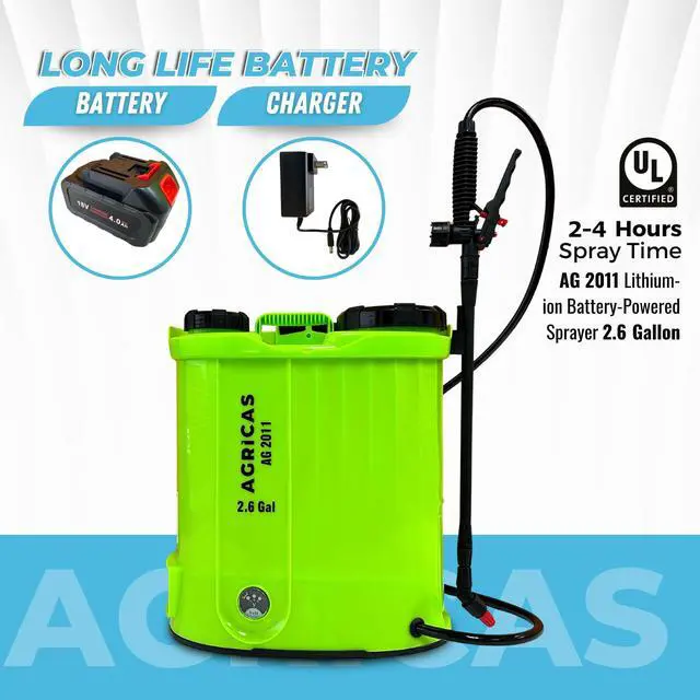 Alt view image 4 of 6 - Battery Powered Backpack Sprayer 2.6 Gallon, Adjustable 0-100 PSI Pressure, Compatible with Makita 18V Battery, 7 Nozzles, Telescopic Wand, Charger Included, Electric Sprayer, Lawn & Garden Use
